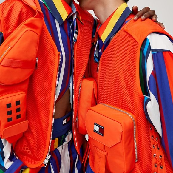 Tommy Hilfiger TOMMYXROMEO Tactical Vest in Neon Orange Size Small - Picture 9 of 16